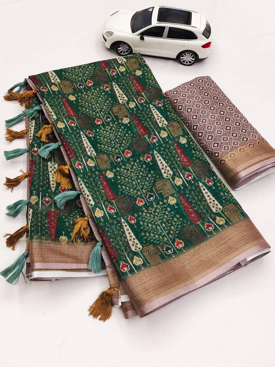 MG 313 Plain Linen Printed Designer Fancy Saree Wholesalers In Delhi